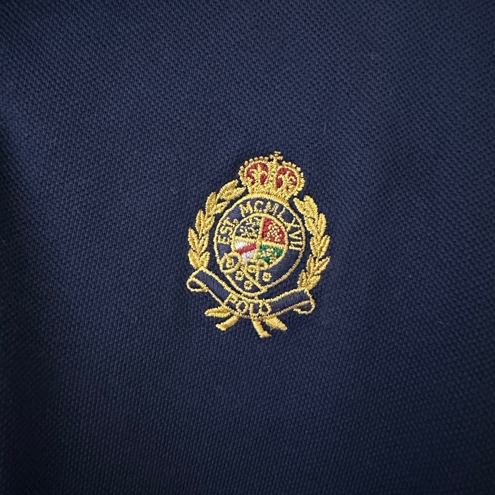 POLO RALPH LAUREN - Navy Long Sleeve Cropped Polo Shirt - Picture 4 of 6